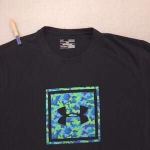 Under Armour Casual Crew Neck Short Sleeve Graphic Shirt Mens Size M Black Blue